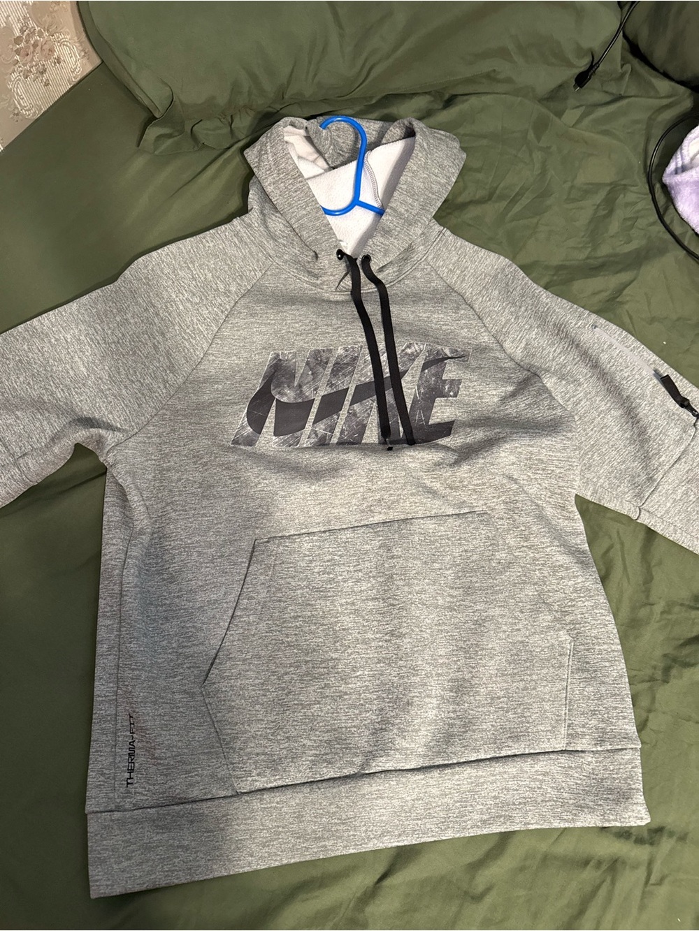 Nike Gray Crewneck Pullover Hoodie with Black Logo